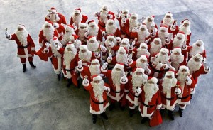 A group of men dressed as Santa Claus